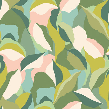 Hoopla Walls Leafy Patchwork Forest Green
