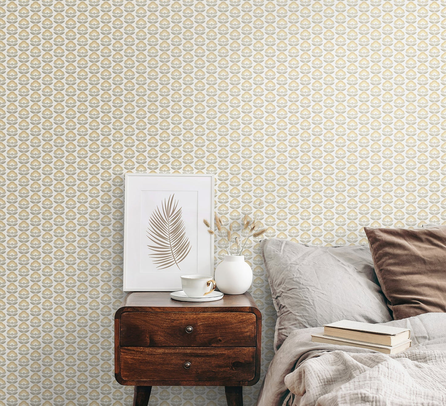 Hoopla Walls Retro Flower Stone Dove