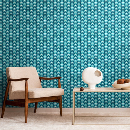 Hoopla Walls Retro Flower Teal Mix