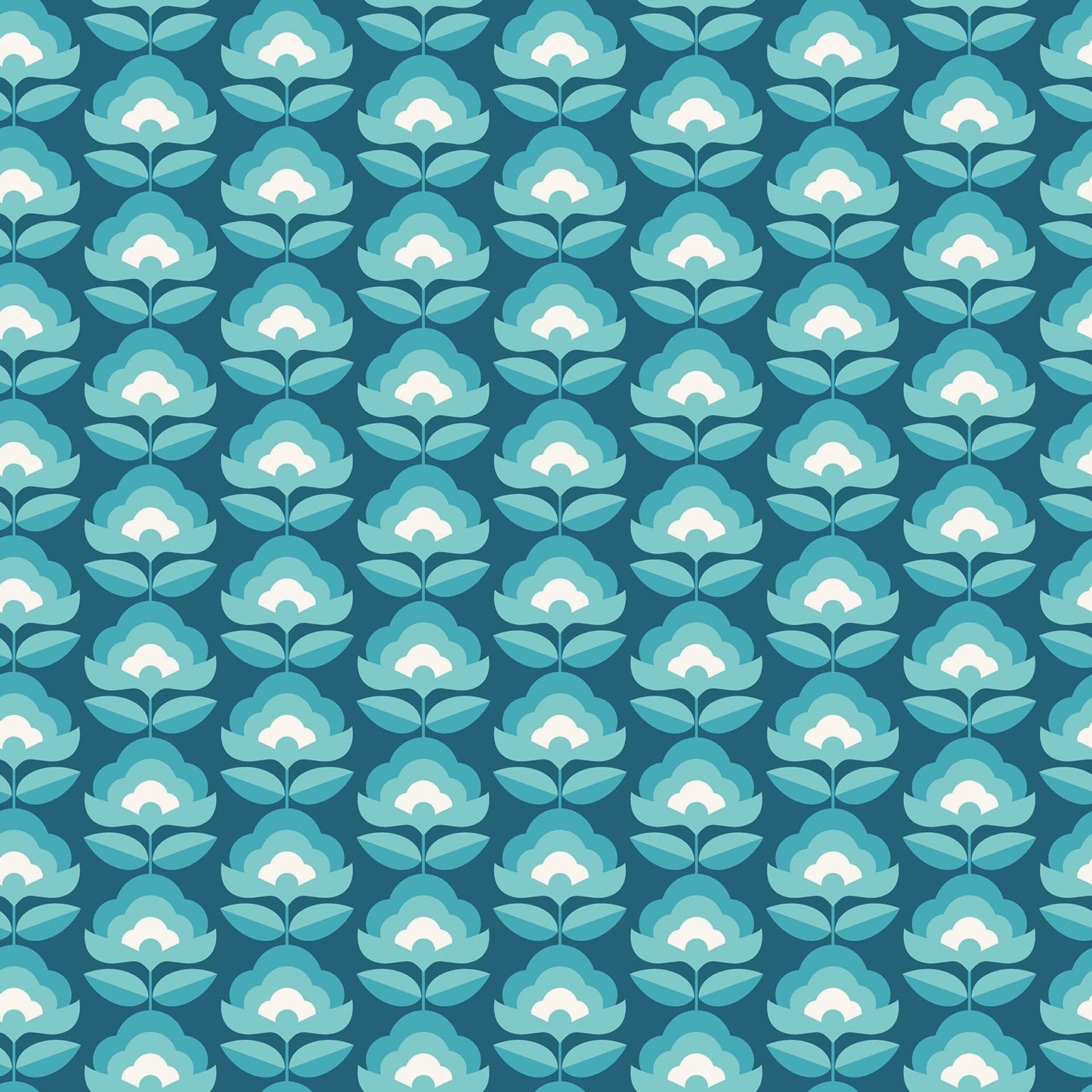 Hoopla Walls Retro Flower Teal Mix
