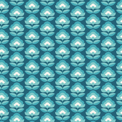 Hoopla Walls Retro Flower Teal Mix