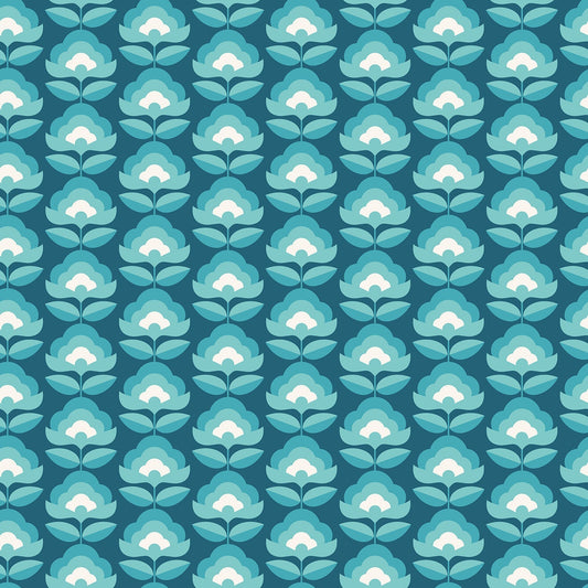 Hoopla Walls Retro Flower Teal Mix