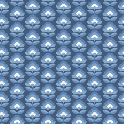 Hoopla Walls Retro Flower Indigo Mix