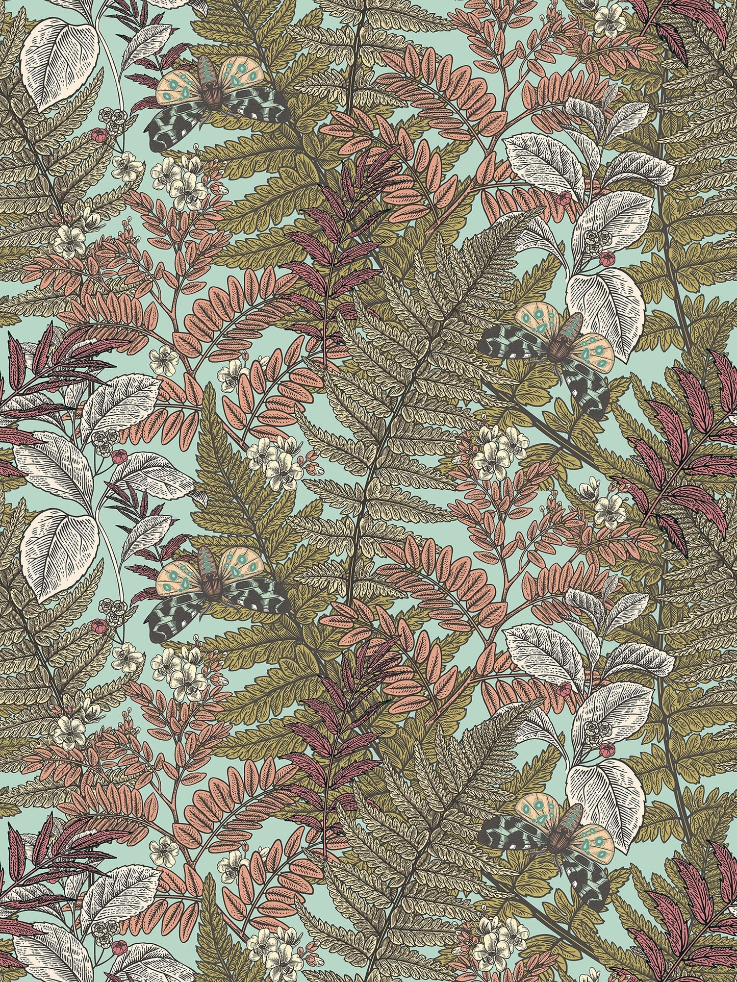 Hoopla Walls Wild Ferns Rosehip