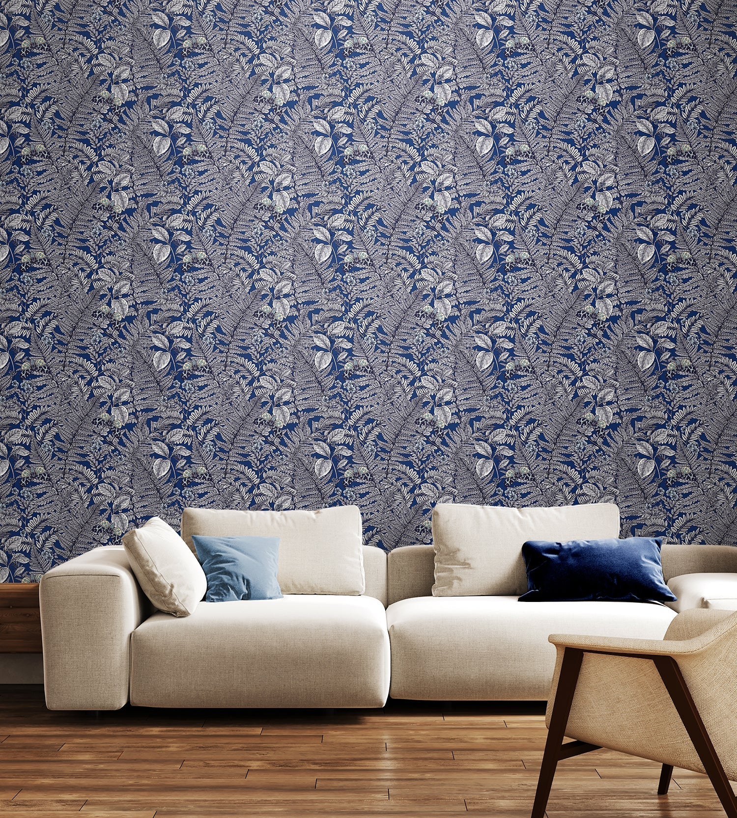 Hoopla Walls Wild Ferns Indigo - Hot Tub Shop