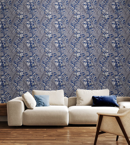 Hoopla Walls Wild Ferns Indigo - Hot Tub Shop