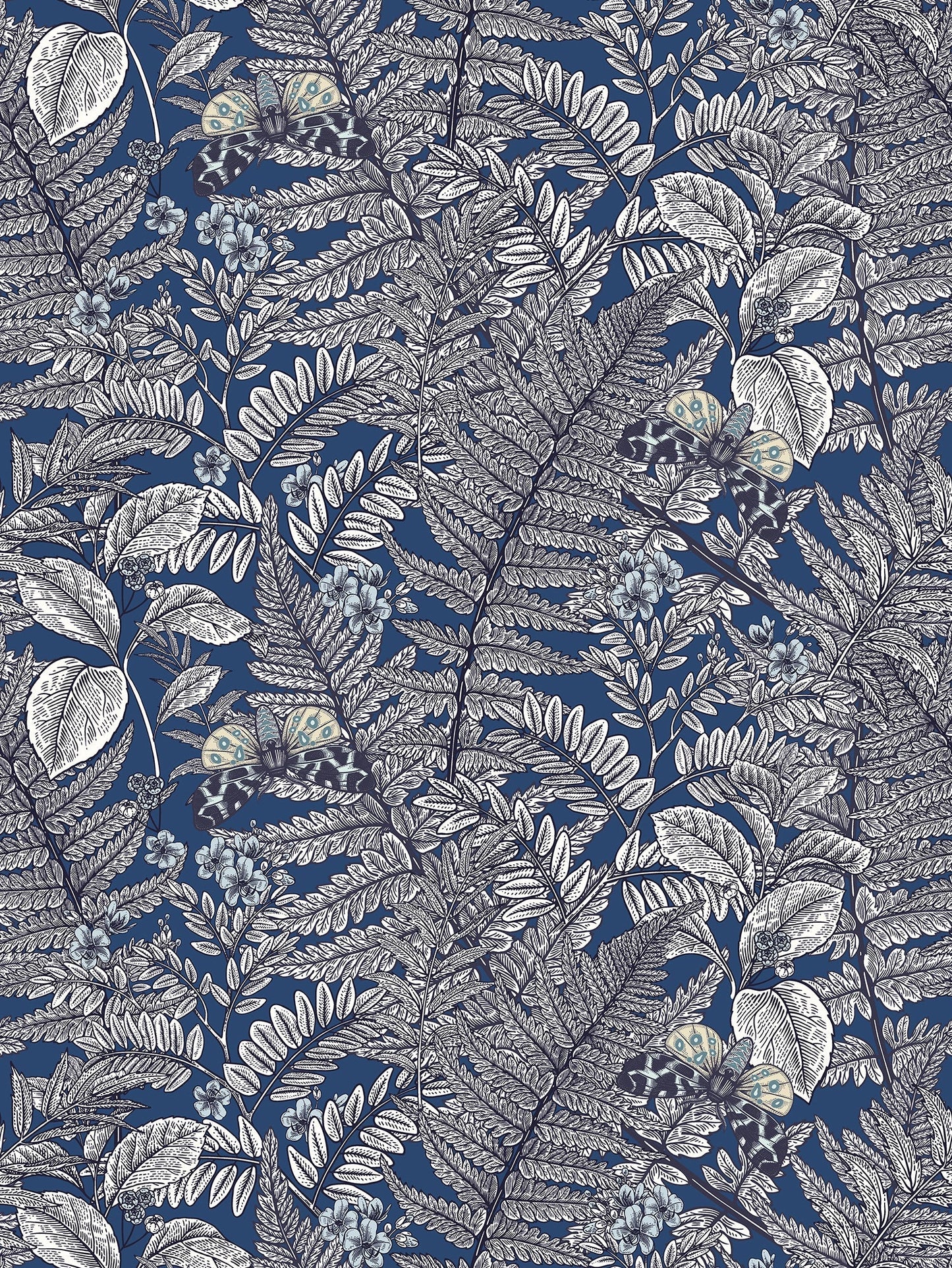 Hoopla Walls Wild Ferns Indigo - Hot Tub Shop