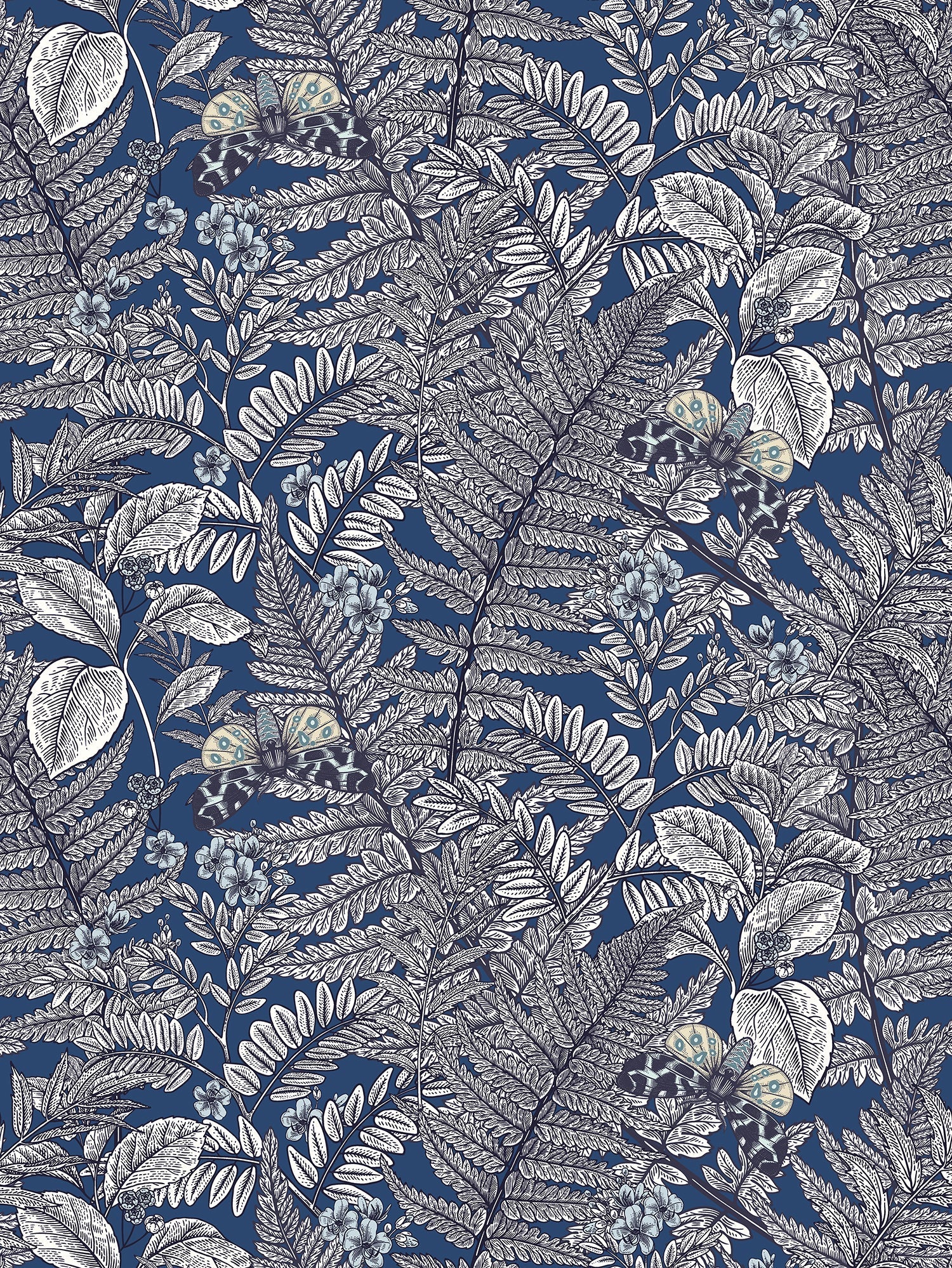 Hoopla Walls Wild Ferns Indigo - Hot Tub Shop