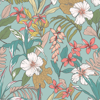 Hoopla Walls Oasis Coral Teal