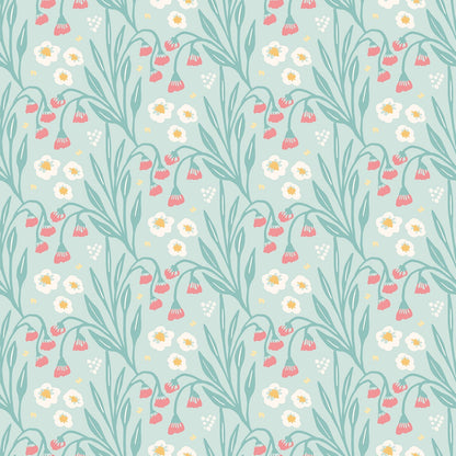 Hoopla Walls Meadow Stripe Seafoam Coral