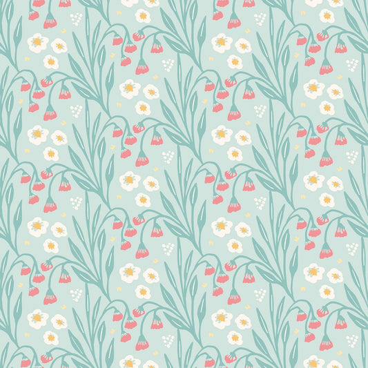 Hoopla Walls Meadow Stripe Seafoam Coral