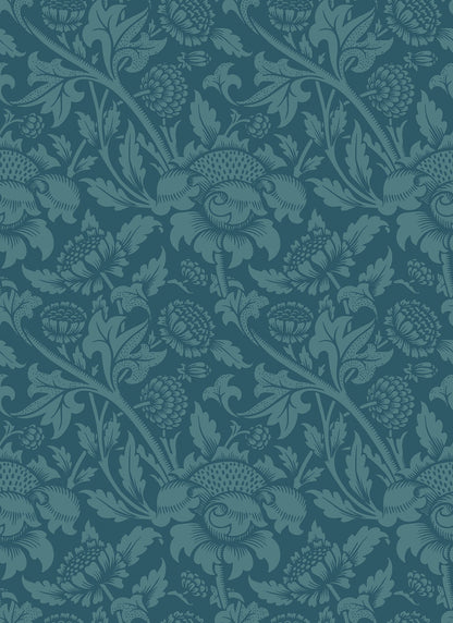 Hoopla Walls Damask Trail Rich Teal
