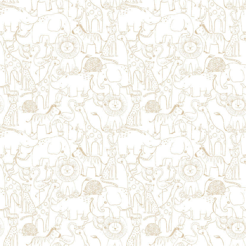 Hoopla Walls Animal Doodle Parchment - Hot Tub Shop