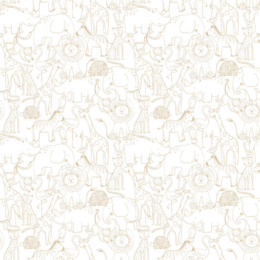 Hoopla Walls Animal Doodle Parchment - Hot Tub Shop