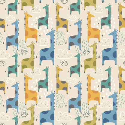 Hoopla Walls Giraffe Friends Denim Mix