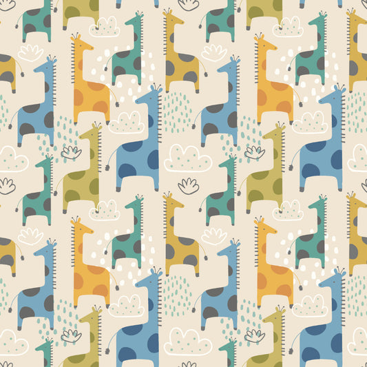 Hoopla Walls Giraffe Friends Denim Mix