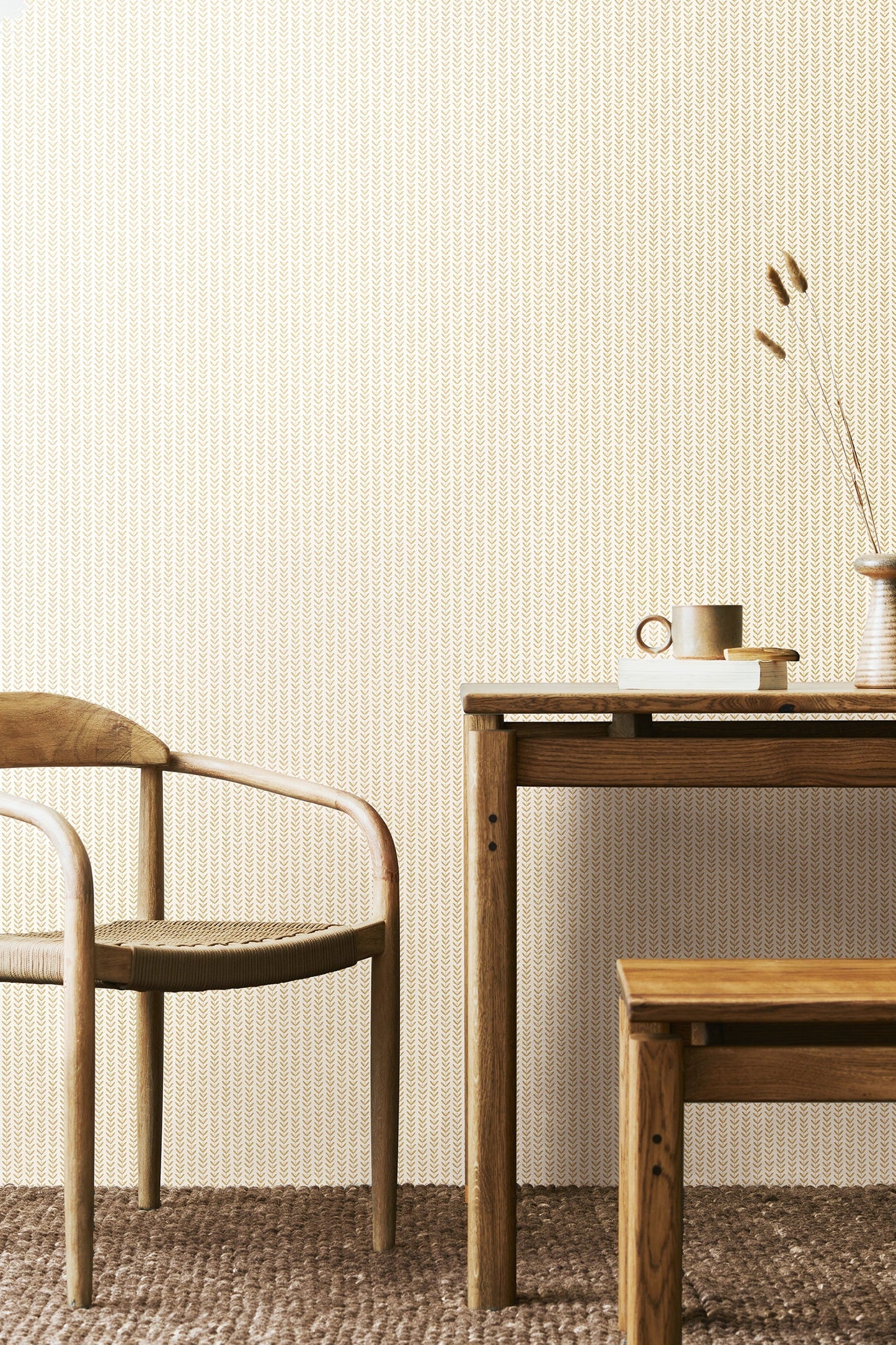 Hoopla Walls Ditsy Leaf Stripe Linen
