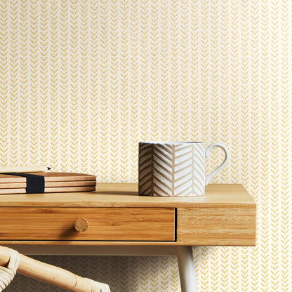 Hoopla Walls Ditsy Leaf Stripe Hay