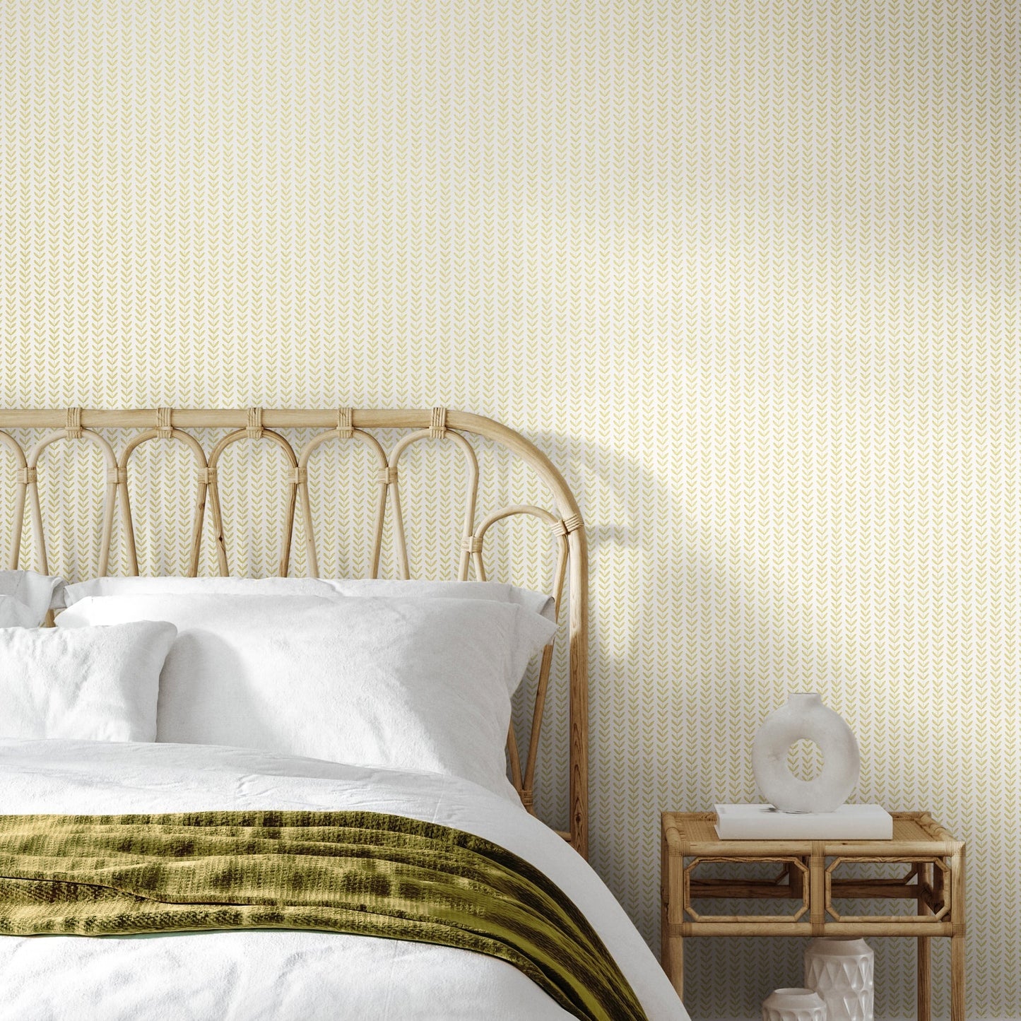 Hoopla Walls Ditsy Leaf Stripe Lichen - Hot Tub Shop