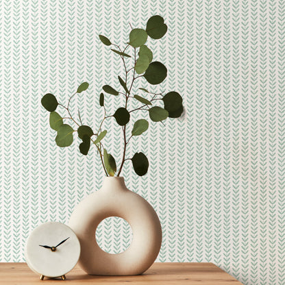 Hoopla Walls Ditsy Leaf Stripe Duck Egg