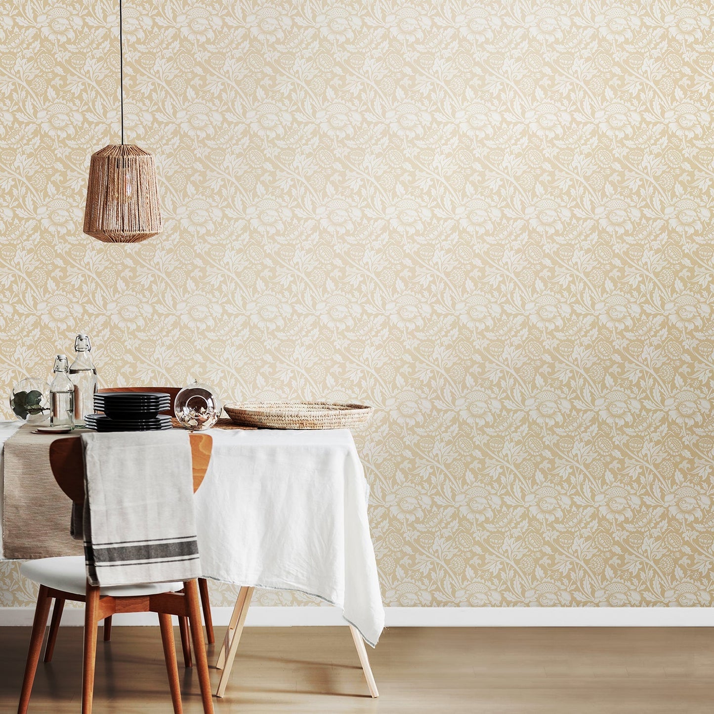 Hoopla Walls Damask Trail Linen