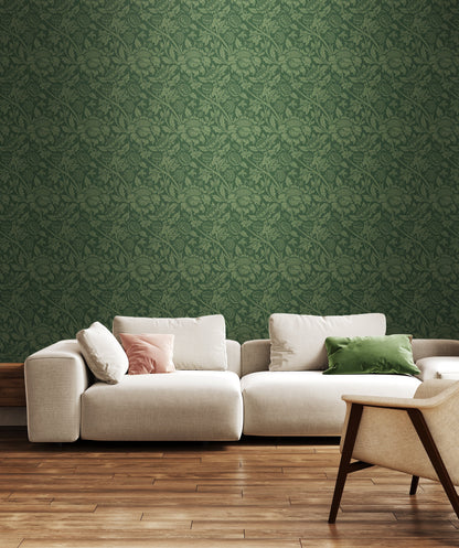 Hoopla Walls Damask Trail Forest Green
