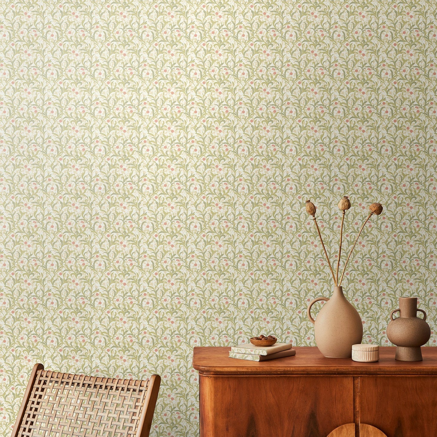 Hoopla Walls Floral Trail Sage Coral