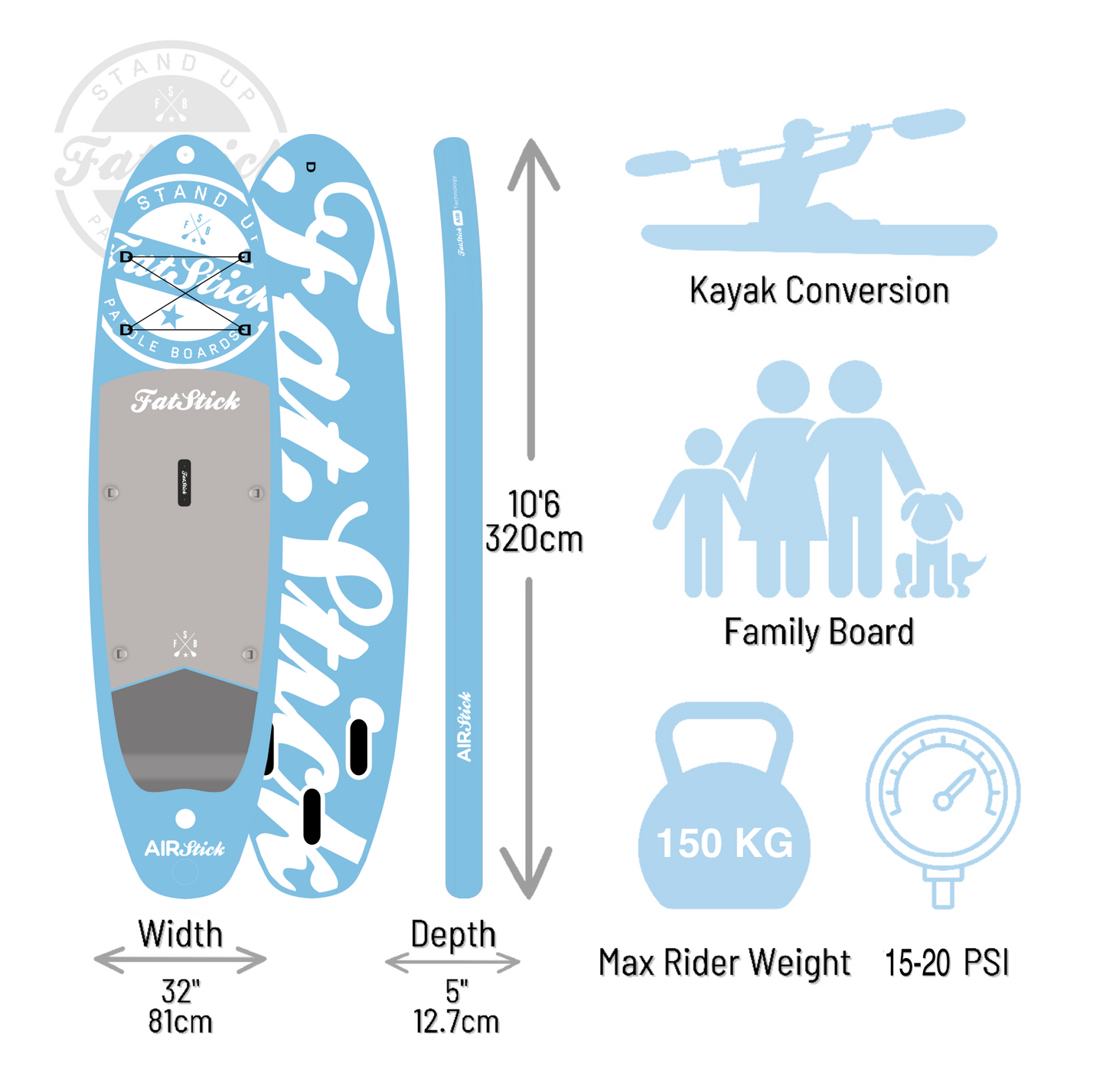 NEW 2026 AirStick 10'6 Inflatable Stand Up Paddle Board | SUP Package - Hot Tub Shop