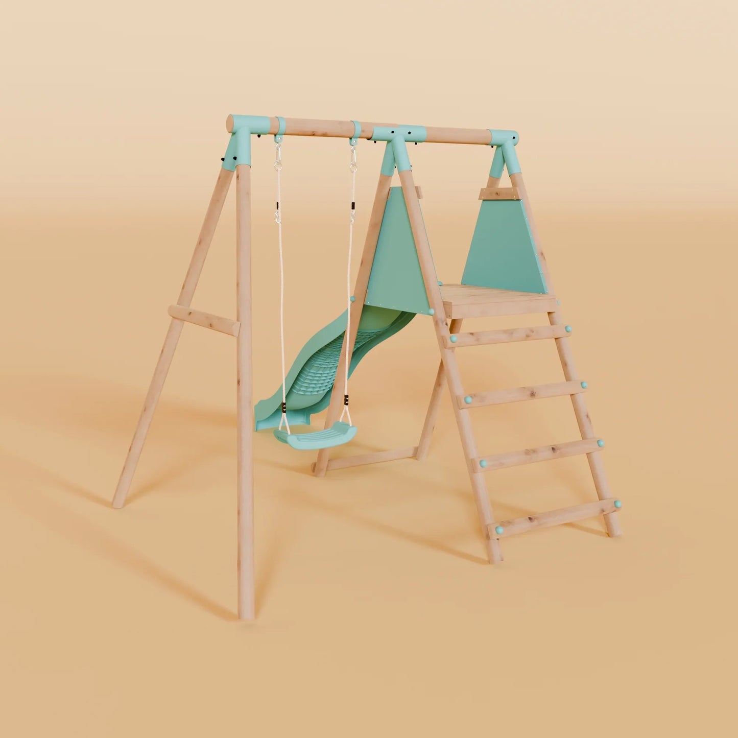 Single Wooden Swing Set With Slide - Springwood I