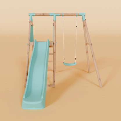 Single Wooden Swing Set With Slide - Springwood I