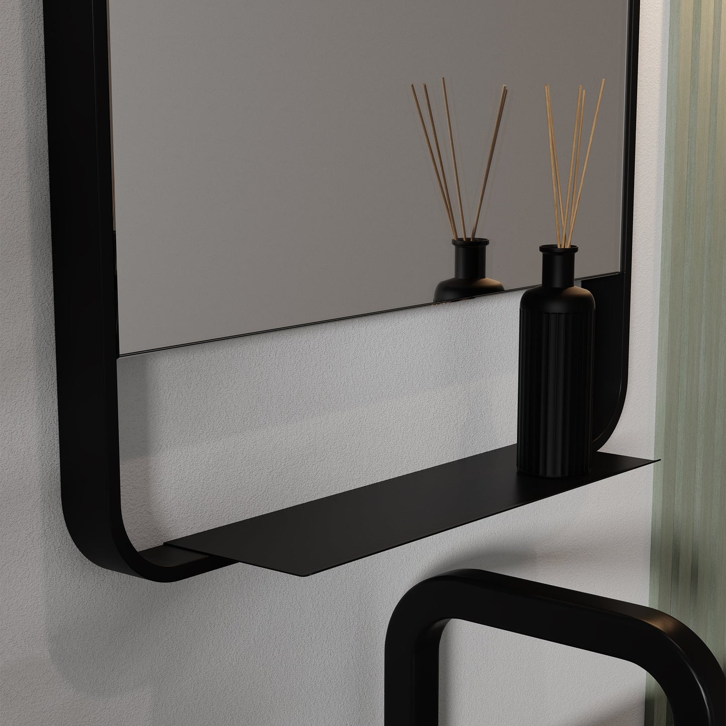 Origins Living Ludgate Mirror With Shelf 55x100cm Matt Black