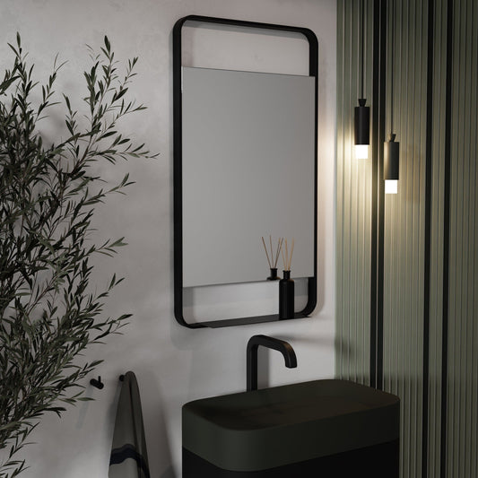 Origins Living Ludgate Mirror With Shelf 55x100cm Matt Black