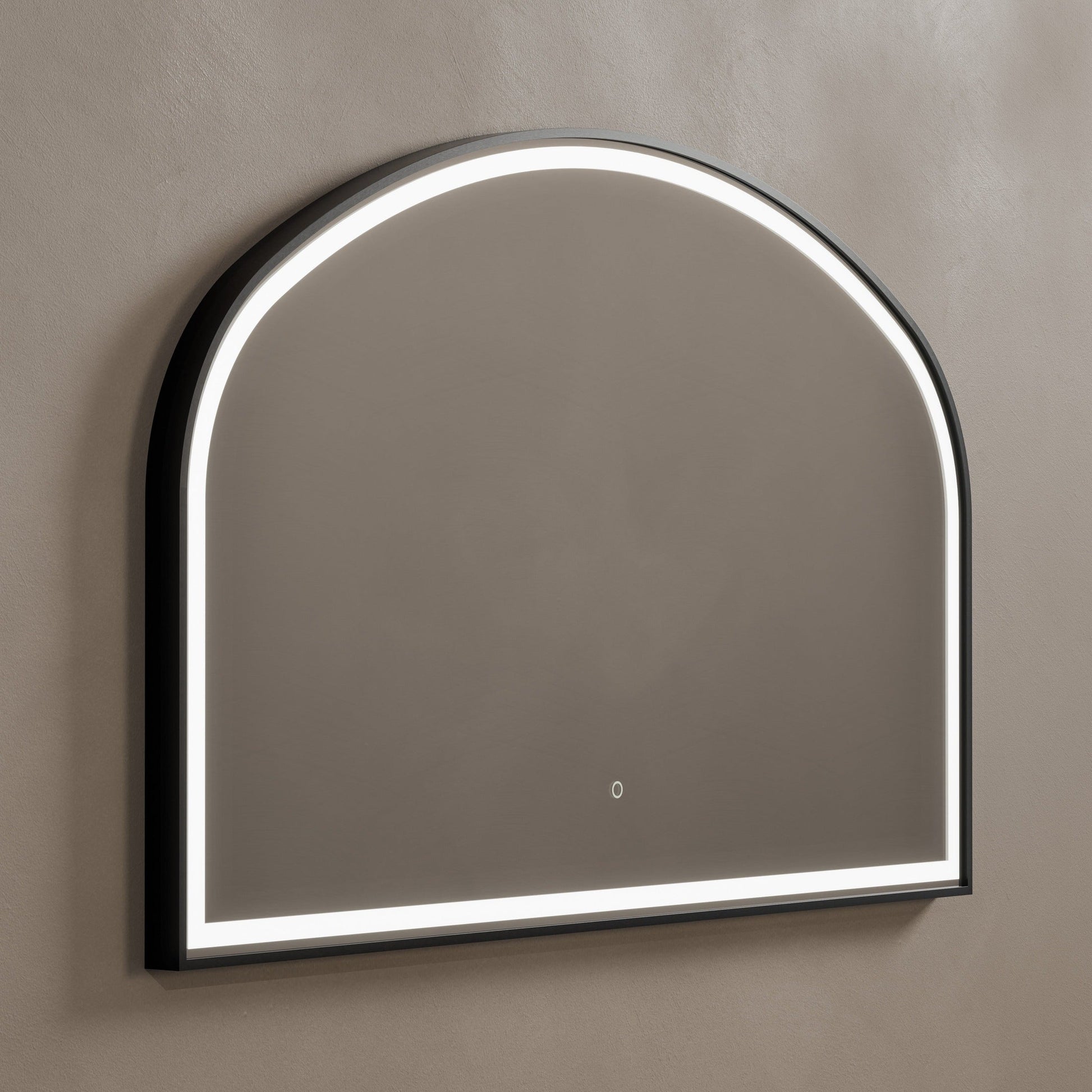Origins Living Lomax Light Overmantle Arch Illuminated Mirror 120 X 75cm Brushed Black - Hot Tub Shop