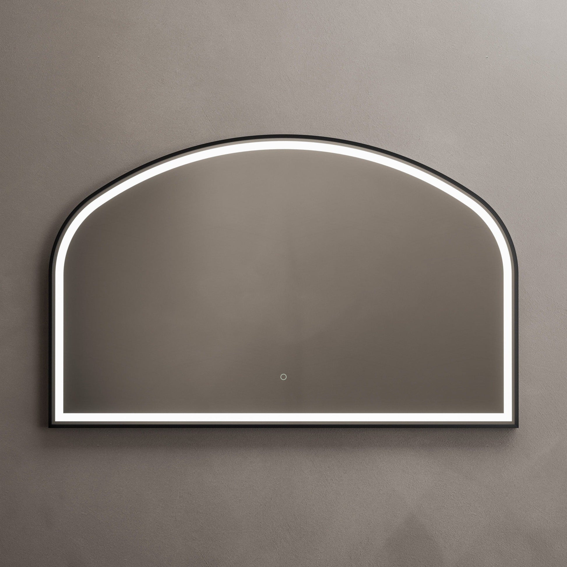 Origins Living Lomax Light Overmantle Arch Illuminated Mirror 120 X 75cm Brushed Black - Hot Tub Shop