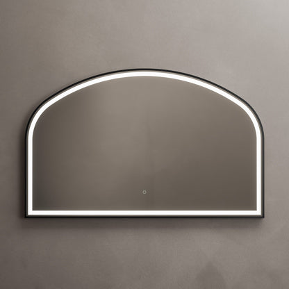 Origins Living Lomax Light Overmantle Arch Illuminated Mirror 120 X 75cm Brushed Black - Hot Tub Shop