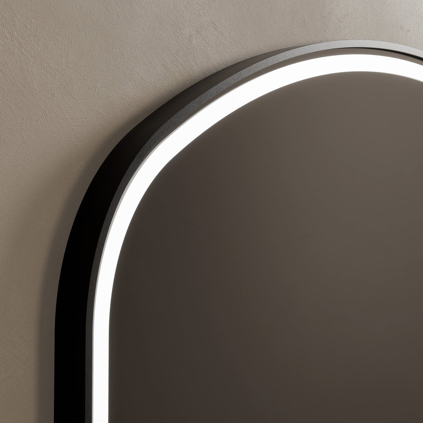 Origins Living Lomax Light Overmantle Arch Illuminated Mirror 120 X 75cm Brushed Black - Hot Tub Shop