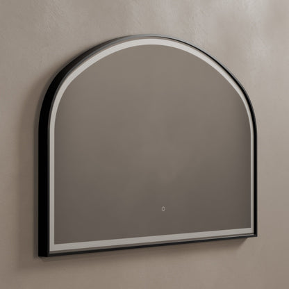 Origins Living Lomax Light Overmantle Arch Illuminated Mirror 120 X 75cm Brushed Black - Hot Tub Shop