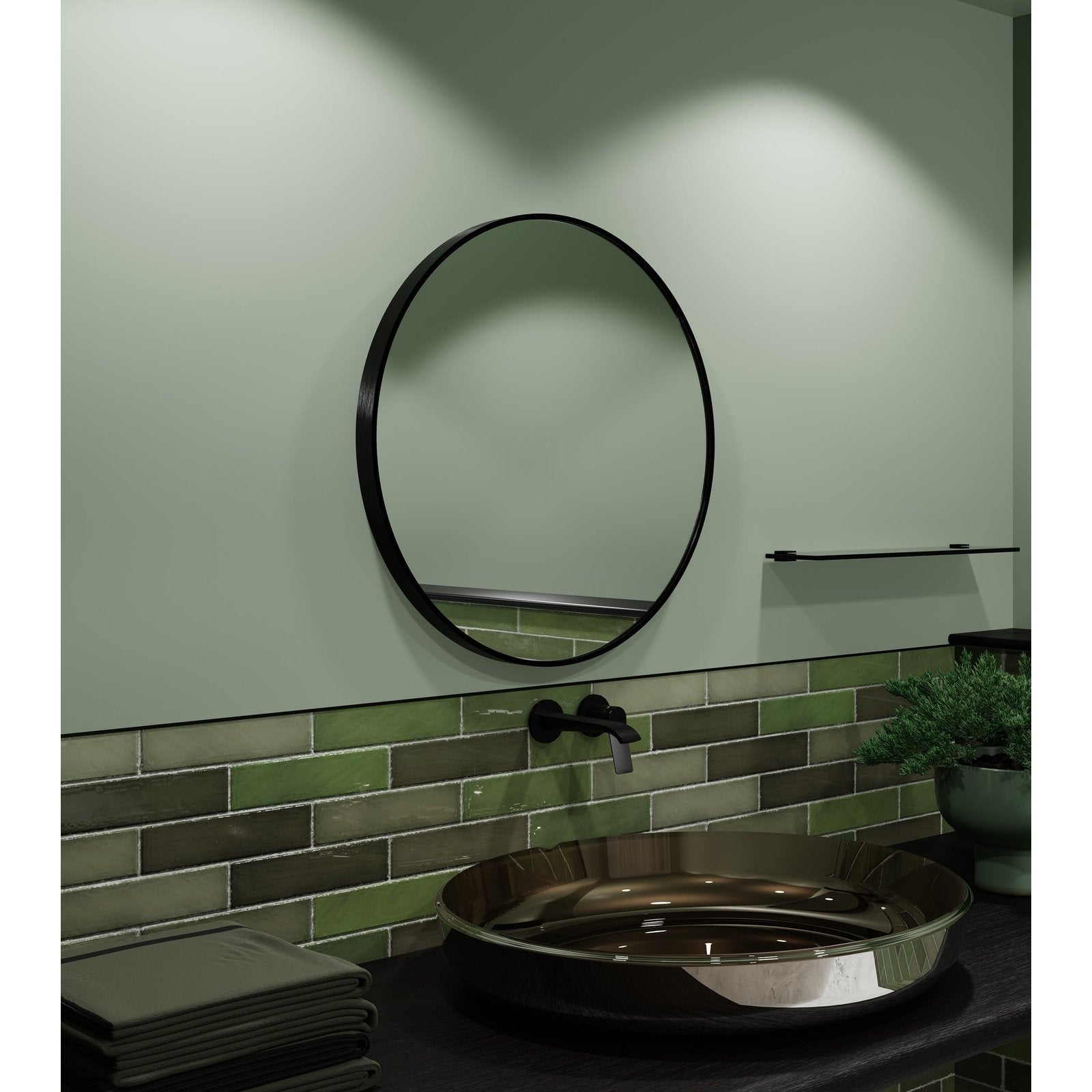 Origins Living Lomax Round Mirror 60cm Matt Black - Hot Tub Shop