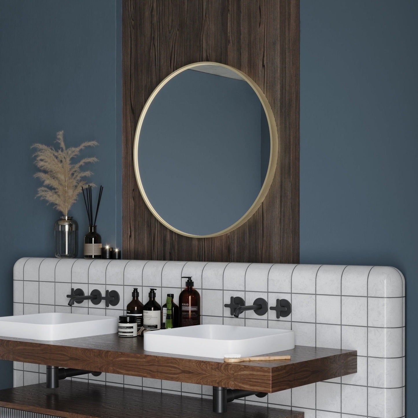 Origins Living Lomax Round Mirror 60cm Brushed Brass