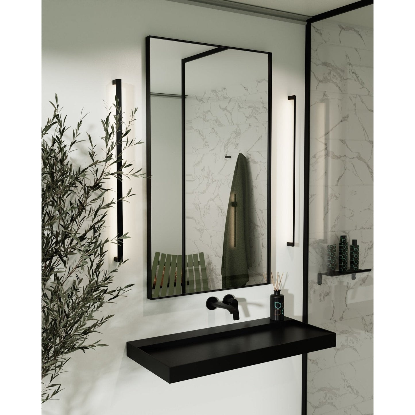 Origins Living Newington Rectangular Mirror 120x70cm Matt Black - Hot Tub Shop