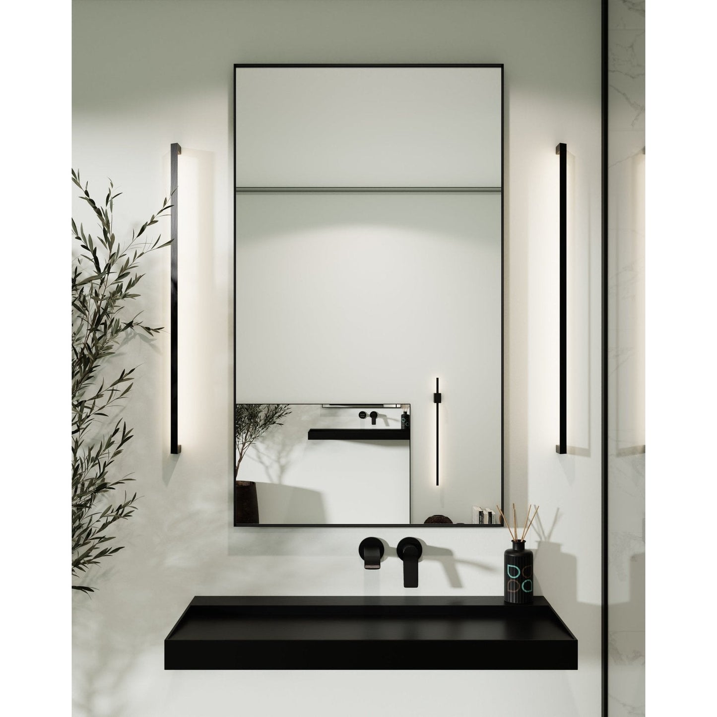 Origins Living Newington Rectangular Mirror 120x70cm Matt Black - Hot Tub Shop