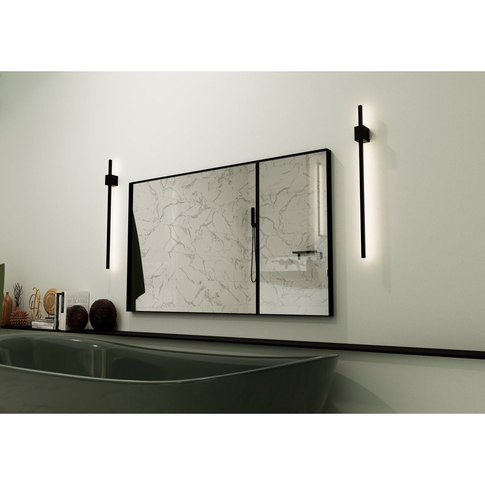 Origins Living Newington Rectangular Mirror 120x70cm Matt Black - Hot Tub Shop