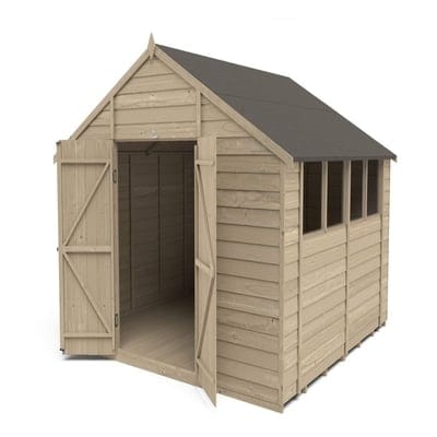 4LIFE Overlap Pressure Treated Apex Shed Double Door - All Sizes - Hot Tub Shop