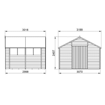 4LIFE Overlap Pressure Treated Apex Shed Double Door - All Sizes - Hot Tub Shop