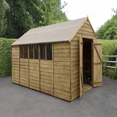 4LIFE Overlap Pressure Treated Apex Shed Double Door - All Sizes - Hot Tub Shop
