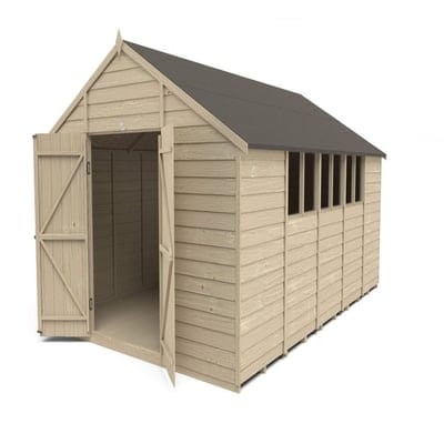 4LIFE Overlap Pressure Treated Apex Shed Double Door - All Sizes - Hot Tub Shop