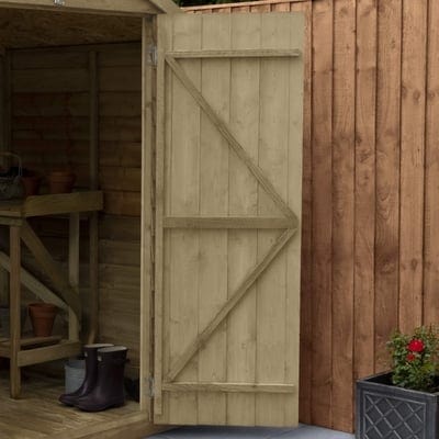 4LIFE Overlap Pressure Treated Apex Shed Double Door - All Sizes - Hot Tub Shop