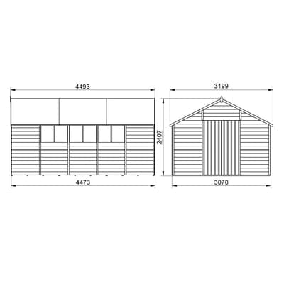 4LIFE Overlap Pressure Treated Apex Shed Double Door - All Sizes - Hot Tub Shop