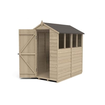 4LIFE Overlap Pressure Treated 6ft x 4ft Apex Shed - 4 Windows - Hot Tub Shop