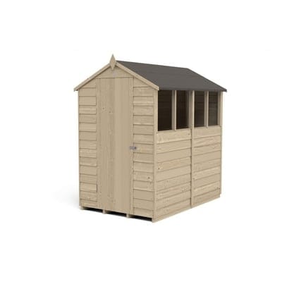 4LIFE Overlap Pressure Treated 6ft x 4ft Apex Shed - 4 Windows - Hot Tub Shop